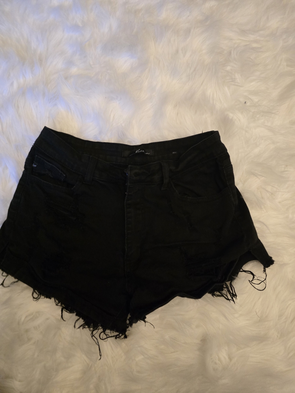 KanCan Black Distressed High-Rise Denim Shorts